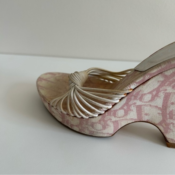 DIOR Y2K Vintage John Galliano Pink White Monogram Logo Trotter Platform sz 37 - Picture 7 of 12